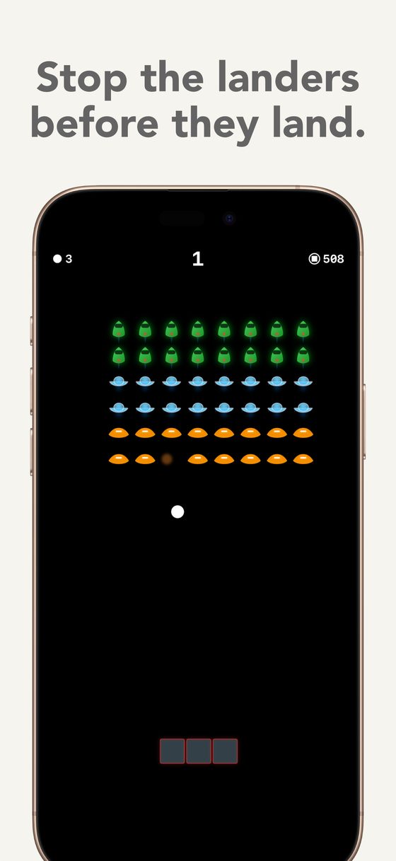 Alien Landers board: a fleet of descending alien ships