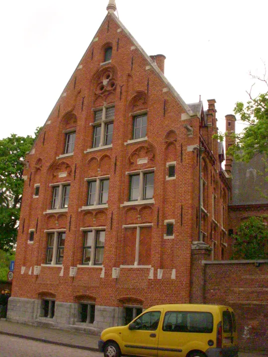 A red-brick stepped gable